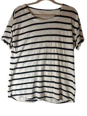 Talbots Black and White Striped Short Sleeve Tee, size M